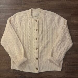 Doen Penrose Cardigan in Sea Salt Large Luxury Minimal Cable Knit